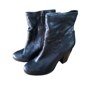 Frye Patty Artisan Zip Womens 7.5M Ankle Boots Black Leather